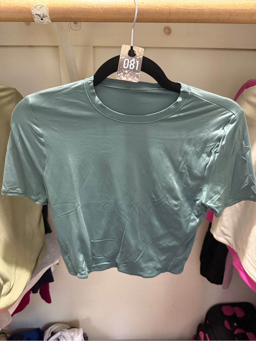 081 lululemon athletica wundermost Sage Green Crop Crew Tee